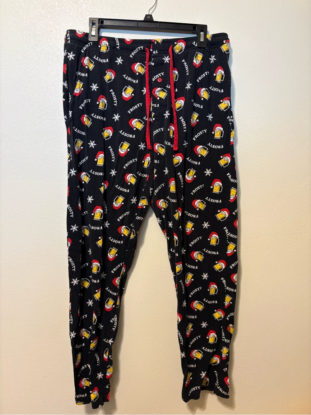 Black Holiday Print Pajama Bottoms